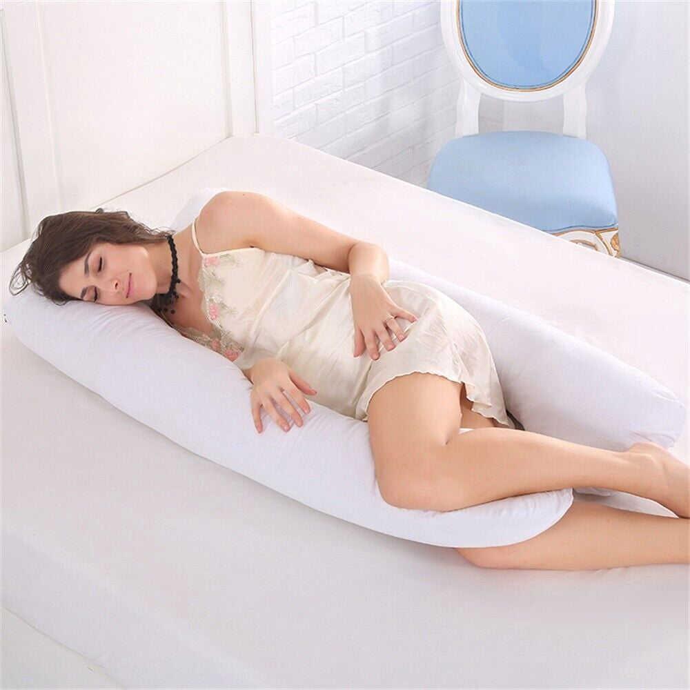TOPCHANCES Pregnancy Pillow, U Shaped Full Body Maternity Pillow for Side Sleeping with Removable Cover, 120x60cm, White