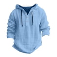 thumbnail image 4 of Linen Shirts for Men Lightweight Long Sleeve Shirts with Hood Loose Fit Breathable Boho Beach Linen Hoodie, 4 of 5