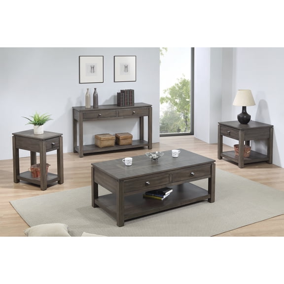 Coffee Table Set with Storage - Console & End Tables with Drawers - Living Room Furniture