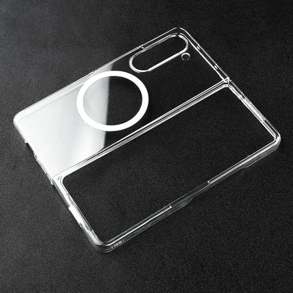Magnetic Case for Samsung Galaxy Z Fold 5 Clear Crystal Shock-Absorption Anti-Yellowing Cover for Z Fold 5 Premium Acrylic Scratch Resistant Compatible with MagSafe for Galaxy Z Fold 5,Clear