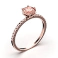thumbnail image 3 of Beautiful Art Deco 1.25 Carat Round Cut Morganite And Diamond Moissanite Engagement Ring, Wedding Ring in 925 Sterling Silver With 18k Rose Gold Plating Gift For Her, Girlfriend Promise Ring, 3 of 3