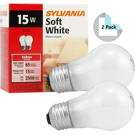 Sylvania Soft White Incandescent A15 Bulb, Medium Base | 15 Watts/120 Volts | 2-