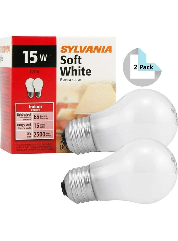 Sylvania Soft White Incandescent A15 Bulb, Medium Base | 15 Watts/120 Volts | 2-
