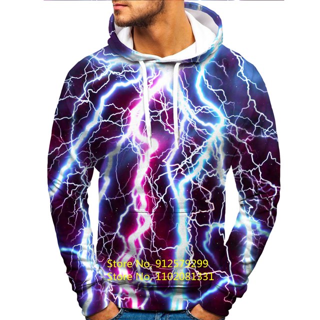 Nouveau Sweat à Capuche Abstrait Coloré Éclair 3d Hommes/femmes Automne et Hiver Pull Amusant