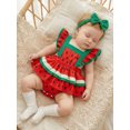 thumbnail image 4 of Cenuakty  Girl  Watermelon Print Fly Sleeve Romper with Bowknot Hairband Summer Clothes, 4 of 9