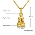 thumbnail image 5 of 18K Gold Plated Buddha Statue Pendant Men's Stainless Steel Religious Necklace, 5 of 6