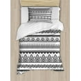thumbnail image 1 of Henna Duvet Cover Set Twin Size, Eastern Tattoo Design with Various Ornamental and Geometric Shapes Monochrome Style, Decorative 2 Piece Bedding Set with 1 Pillow Sham, Black White, by Ambesonne, 1 of 3