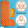 thumbnail image 5 of Sleek Relief Adults Camping Mattress Sleeping Pad W/ Pillow– (extra Large) Waterproof, Cool Sleeping Pads For Backpacking,air Bed Hiking, Hiking Air Mattress, Lightweight, Inflatable & Compact, Orange, 5 of 8