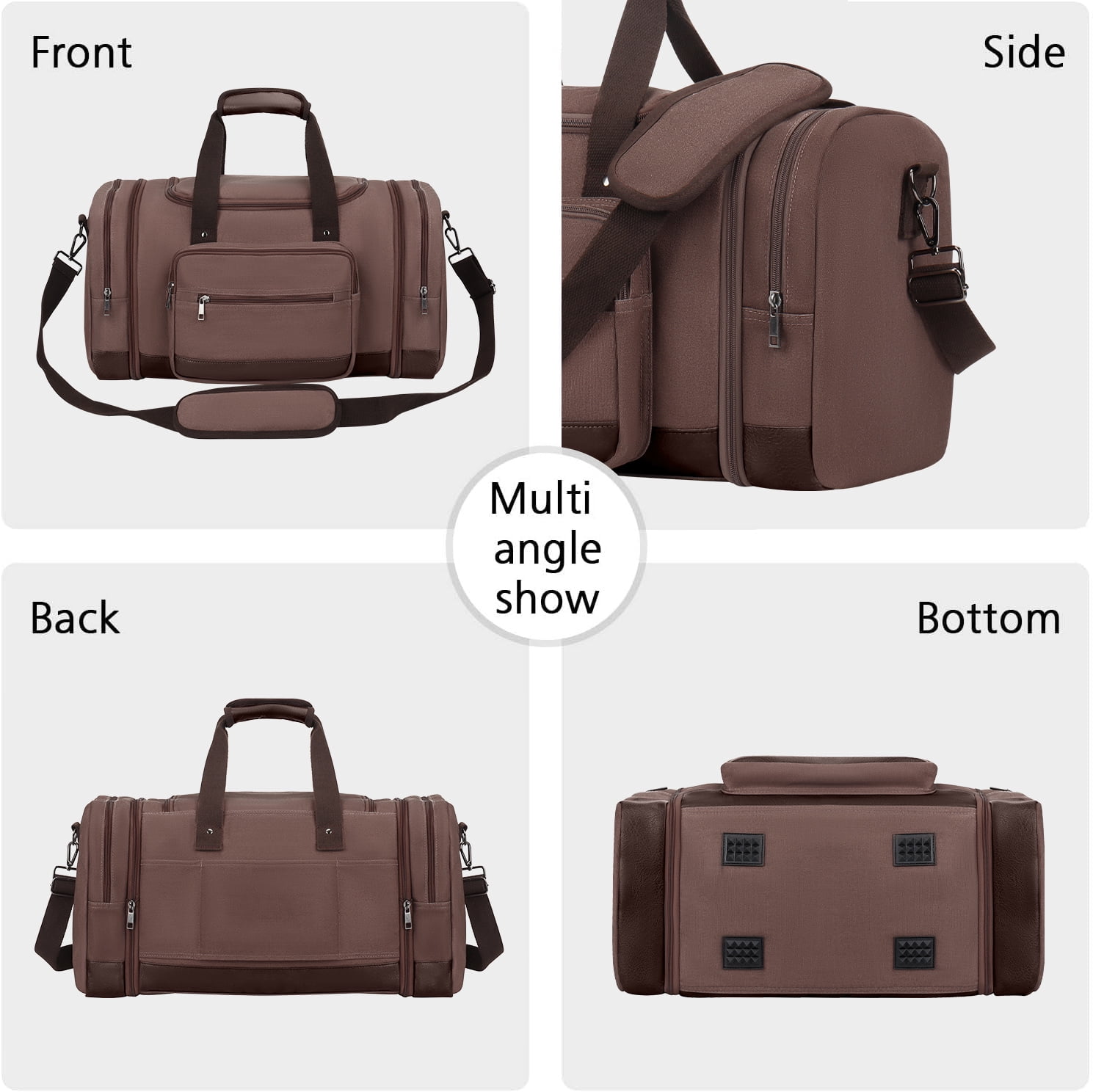 Gynky Duffle Bag for Travel Bag 46L Large Expendable Duffle Bags for Men Weekender Bag with Trolly Sleeve for Business Trip Travel Camp Gym, Coffee