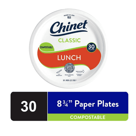 Chinet Classic Lunch Plate, 8 3/4", White, 30 Count