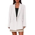 thumbnail image 3 of Women's 2025 Fall Winter Office Blazer, Notch Lapel Slim Fit Open Front Jacket, Business Casual Work Suit for Women, Tailored Career Blazer with Pockets, Professional Long Sleeve Coat White L, 3 of 10