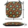 thumbnail image 4 of Autumn Chair Seating Cushion Set of 4, Warm Tones Fall Season Simple Leafs Trees Flowers Composition Print, Seat Pads for Office with Anti-slip Backing, 16"x16", Chocolate and Turquoise, by Ambesonne, 4 of 7