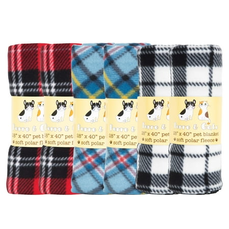 Arkwright Pet Blankets (Pack of 6  28x40)  Soft Polar Fleece  Assorted Checkered Patterns