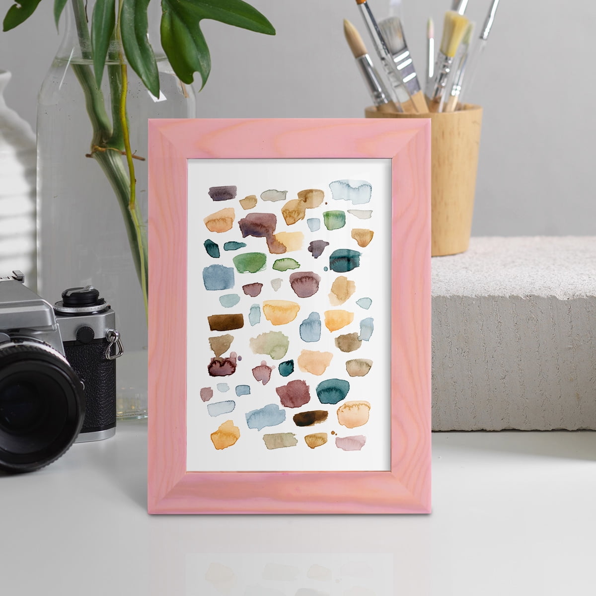 Shattered Segments I - Framed Print w/glass - Sunset Pink