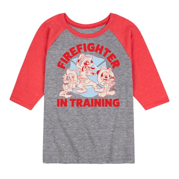 Disney - Firefighter Mickey & Friends - In Training - Toddler & Youth Raglan Graphic T-Shirt