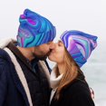 thumbnail image 5 of Pofeuu Swirl Blue And Purple Print Beanie Hat for Men Women Knit Winter Hat Warm Cuffed Skull Beanie Slouchy Soft Unisex, 5 of 6