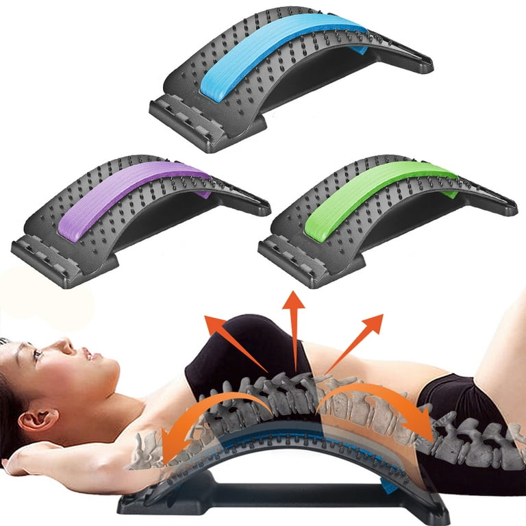 Back Stretching Device,Back Massager for Bed & Chair & Car,Multi-Level Lumbar Support Stretcher Spinal, Lower and Upper Muscle Pain Relief - Black