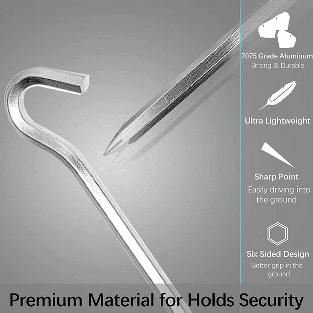 Piquetas para tienda de campaña de 18 cm - Metal - Para suelo duro - Ideal para jardín, camping, pesca y tiendas de campaña, Plata, Seis piezas,