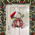 thumbnail image 4 of Colourtree 14" Lighted Christmas Snowman Wreath - Indoor/Outdoor Decor with Red Berries & Pine Needles | Holiday Door, Mantle & Table Decoration, 4 of 7