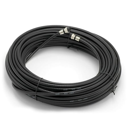 150' Feet, Black RG6 Coaxial Cable (Coax) | Made in the USA | with rubber booted - weather proof - outdoor rated Compression Connectors, F81 / RF, Digital Coax for CATV, Antenna, Internet, & Satellite