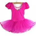 thumbnail image 3 of 3-7T Kids Gymnastics Leotards Ballet Shoe Pattern Girls Short Sleeveless Dancewear Tulle Dress, 3 of 8