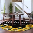 thumbnail image 4 of Round Area Rug 5ft,Welcome Home Sunflower Funny Words Washable Carpet Non-Slip Runner Accent Rugs Indoor Floor Mat for Bedroom Living Room Decor,Black Yellow, 4 of 9