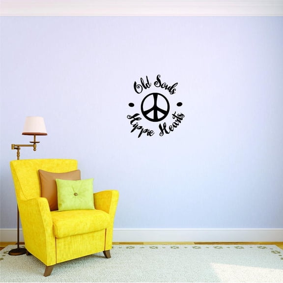 Custom Decals Old Souls Hippie Hearts Wall Art Size: 20 X 20 Inches Color: Black
