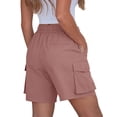 thumbnail image 4 of Fsgntruao Women Solid Color Clothing With Elastic Casual Elastic Pockets Five-Point Four Pockets Pants Overalls, 4 of 6