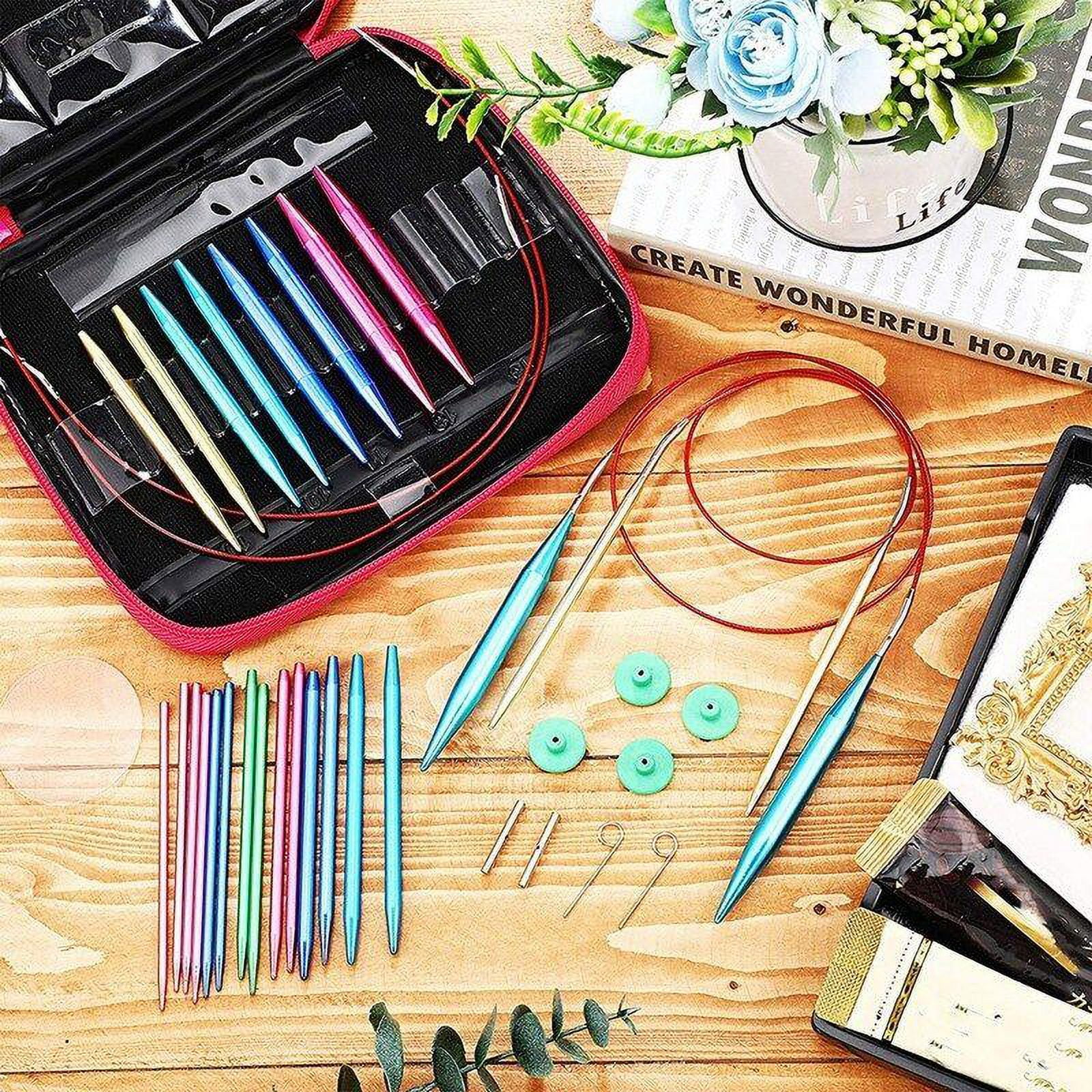 13 Sizes Aluminum Circular Knitting Needles Set Interchangeable Crochet Hooks