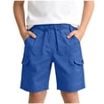 thumbnail image 3 of Lumosvexa Boys Cargo Shorts Cotton Breathable with Pockets Elastic Waist Kids Summer Daily Casual Shorts Blue Size 8, 3 of 10