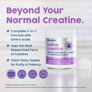 NativePath Creatine Monohydrate Powder with L-Leucine and L-Carnitine, Unflavored, 30 Servings