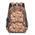 thumbnail image 2 of Pug and Glasses Brown Pattern Cute School Backpack Bag with Padded Back and Adjustable Shoulder Straps 16.9 X 12.6 X 5.9 Inches, 2 of 5