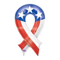 Anagram Patriotic Ribbon Super Shape 36 in Foil Balloon, Red White Blue