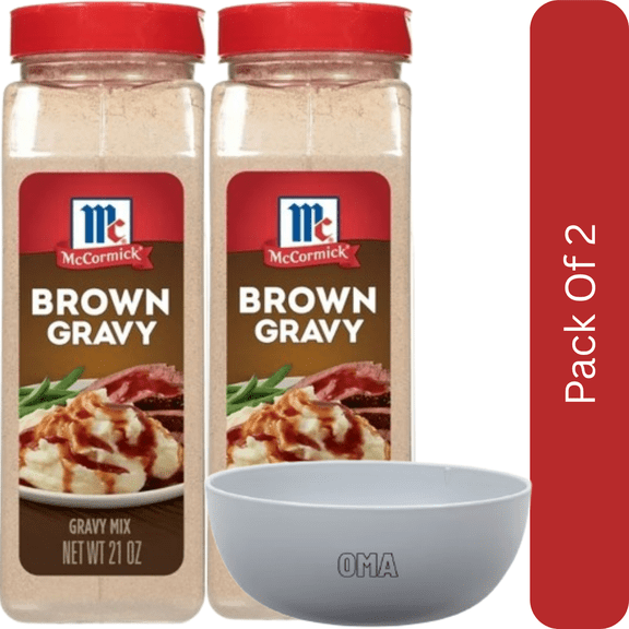 McCormick Brown Gravy Mix, 21 oz-2pk, With Olive White Bowl By OMA