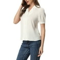 thumbnail image 4 of INSPIRE CHIC Women's Collar Top Button Front Short Sleeves to Work Shirts, 4 of 6