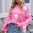 thumbnail image 6 of Nmnitkp Sweaters for Women Soft and Comfortable Women Long Sleeve Large Round-Neck Button Down Sweater Casual Ribbed Loose Knit Sweater Casual Relaxed Fit Pullover Jumper, 6 of 8