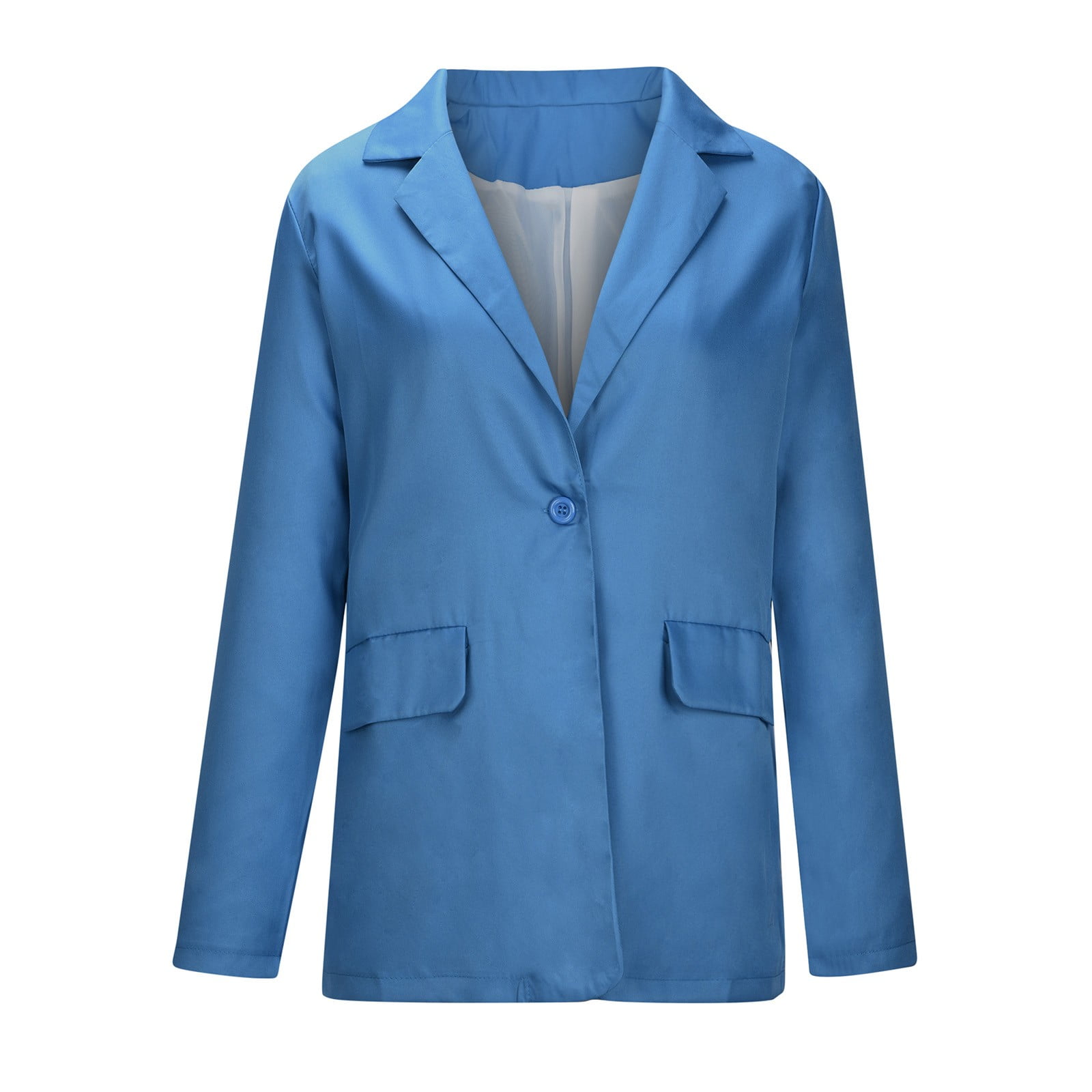 Clearance Under $10 ! BVnarty Women's Jacket Coat Plus Size Suit Collar  Open Front Business Cardigan Winter Fashion Top Shacket Jacket Casual  Lightweight Long Sleeve Solid Color Blue XXL 