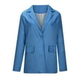 thumbnail image 5 of Blazers for Women Women's Solid Color Button Pocket Recreational Long Sleeve Suit Coat Tops, 5 of 8