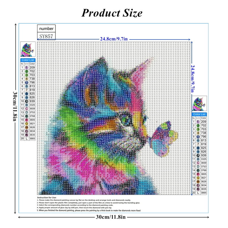 DIY 5D Diamond Painting Kits for Adults Cat Full Drill Round Gem Painting  Art