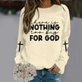 thumbnail image 2 of AWZXDE Women's Casual Solid Color Letter Print Round Neck Pullover Sweatshirt - Comfy Loose Fit Alternative for Everyday Wear Beige,XL, 2 of 5