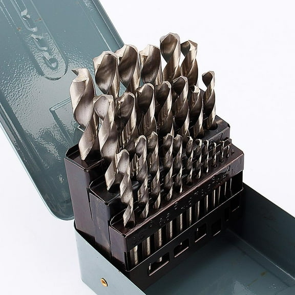 EBTOOLS 25Pc Set 1mm-13mm Twist HSS High Speed Cobalt Steel Metric Drill Bit Tool Kit,Metal Twist Drill Bit