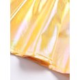 thumbnail image 5 of YONGHS Kids Girls Metallic Skirt Shiny Flared Pleated Skater Miniskirts Dancewear Yellow 9-10, 5 of 7