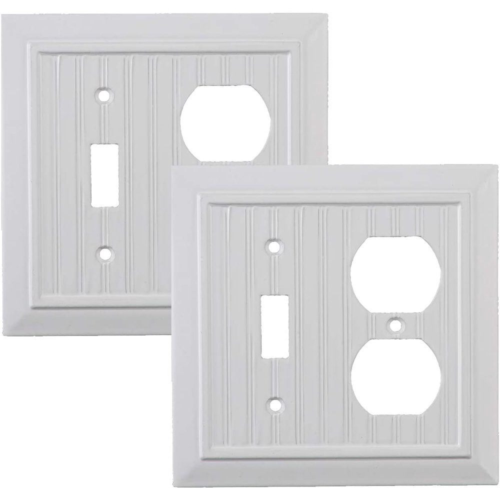 Sleeklighting 2 Pack Classic White Beadboard Outlet Covers Toggle