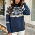 thumbnail image 5 of Women's Fair Isle Sweater Mock Neck Long Sleeve Loose Fit Casual Pullover Top, 5 of 8