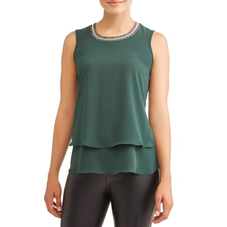 - Women's Sleeveless Jewel Neck Top