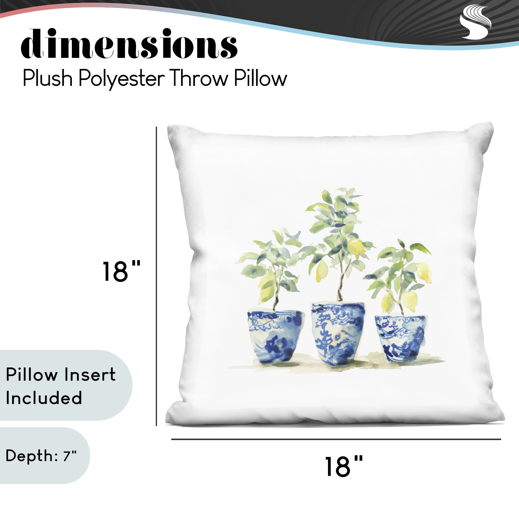Stupell Industries Lemons In Blue Pots Decorative Printed Throw Pillow, design by Svetlana Aleynikova