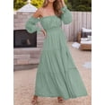 thumbnail image 6 of Weardear Summer Maxi Dress Sexy Flowy Ruffle Long Sleeve Off Shoulder Boho Dress for Women, 6 of 7