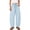 Blue, variant on Women's Striped Pants High Waisted Wide Leg Capri Pants Casual Loose Fit Drawstring Elastic Waist Baggy Trousers with Pockets for Summer Daily Vacation