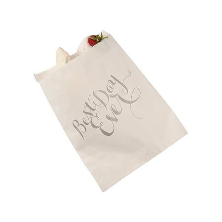 Fun Express - Best Day Ever Cake Bags (50pc) for Wedding - Party Supplies - Bags - Paper Treat Bags - Wedding - 50