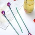 thumbnail image 3 of Rainbow Ice Tea Spoon with Straw Handle, Stainless Steel Titanium Rainbow Plating,4 Pieces, 3 of 5